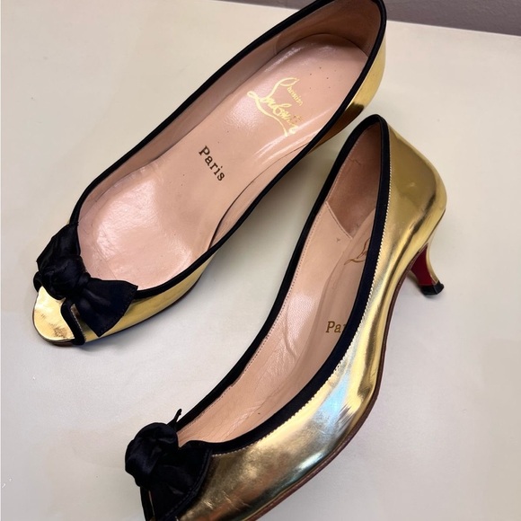 Authentic Christian Louboutin Gold and Black Heels - Picture 1 of 8